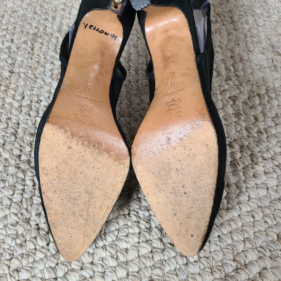 9 vintage heels, sheet and black suede, 3" heel, Italy, Saks Fifth Avenue - Picture 5 of 9